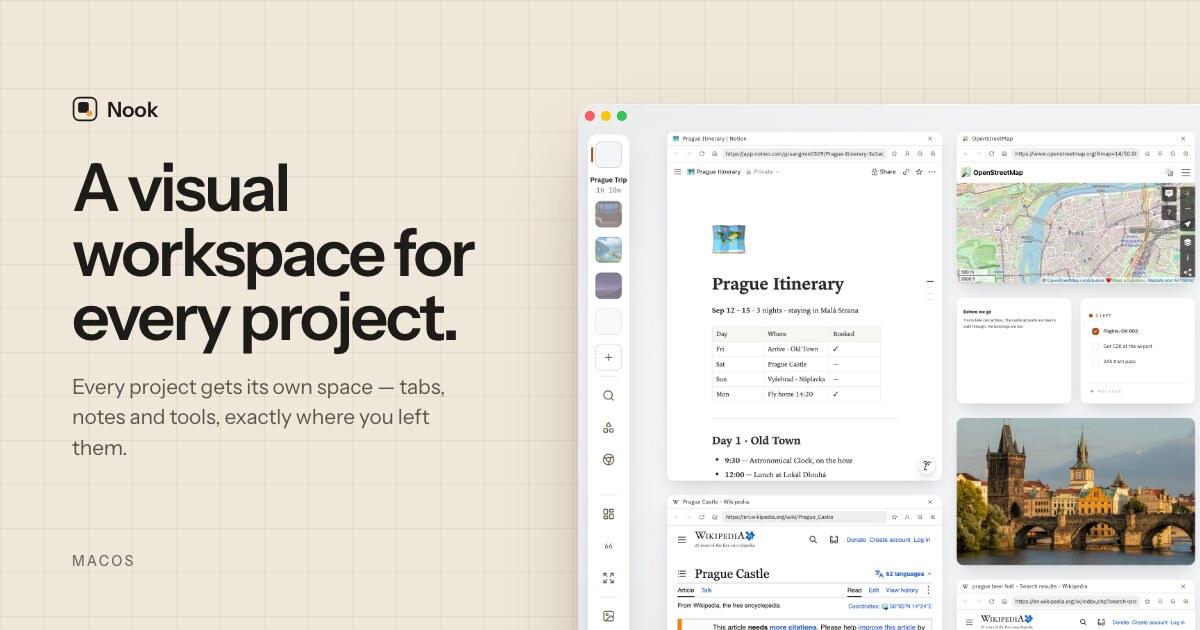 I kept rebuilding the same tabs every time I switched projects, so I made a Mac app that gives each 